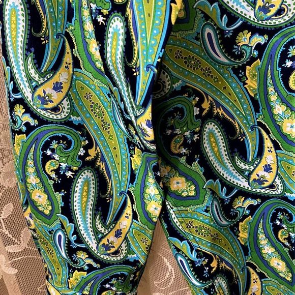 Designer Alan Flusser Vintage Blue Green Yellow Paisley Cotton Shirt Medium - Picture 6 of 10